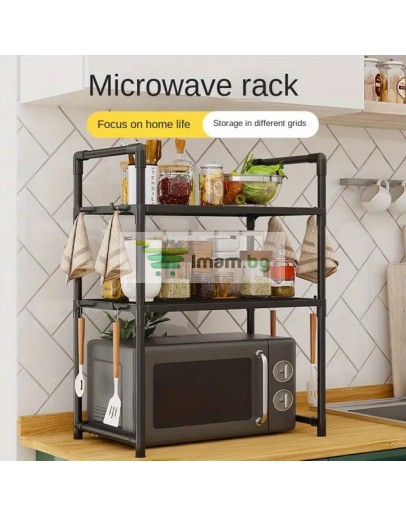 Рафт за микровълнова с три нива стабилна конструкция и PVC рафтове